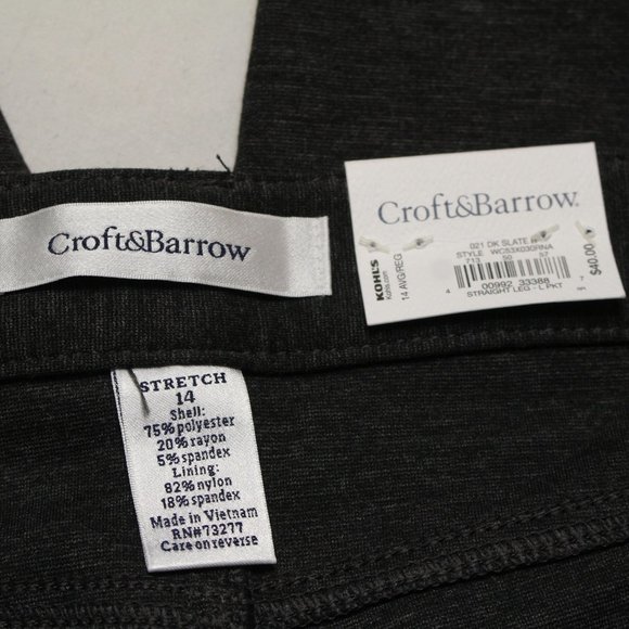 Croft & Barrow pants straight mid rise Stretch - Picture 2 of 8